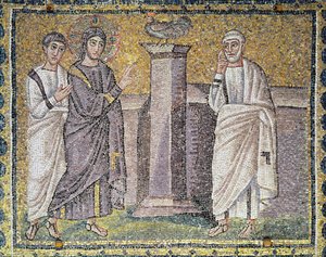 Jesus forudsiger Peters fornægtelse, scener fra Kristi liv (mosaik) af Byzantine School