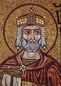 Kong David (10. århundrede f.Kr.). Værk af en byzantinsk mester, mosaik, detalje af udsmykningen af ​​Markuskirken, Venedig (Italien). Byzantinsk kunst, middelalder. Markuskirken, Venedig. af Byzantine School