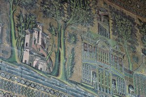 Mosaikker på den vestlige portico, 8. århundrede (mosaik) af Byzantine School