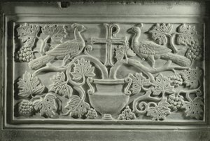 Påfugle og vinstokke (marmor) af Byzantine School