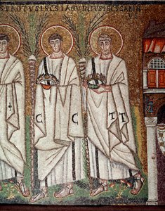 Procession af martyrer (Detalje af mosaikker, 6. århundrede) af Byzantine School