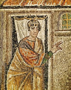 Dørvogteren, detalje fra "Dørvogteren anerkender Sankt Peter", 6. århundrede (mosaik) af Byzantine School