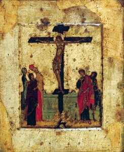 Korsfæstelsen, slutningen af det 14. århundrede. af Byzantine icon.
