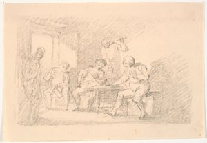Interiør med spillere af C.A. Lorentzen
