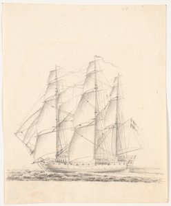 Marineskib for fulde sejl af C.A. Lorentzen