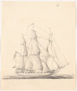 Marineskib for fulde sejl af C.A. Lorentzen