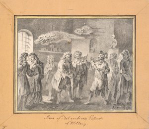 Scene fra Ludvig Holberg "Det arabiske Pulver"