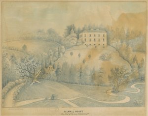 Drayton-in-Hales - Pelwall House: blå vask tegning, nd [?19th cent] af C.B Ash