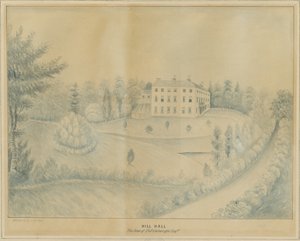 High Offley - Hill Hall: blyant- og vasketegning, nd [c 1840] af C.B Ash