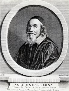 Portræt af Axel Oxenstierna Gustafsson (1583-1654), kansler for Kongeriget Sverige, gravering af J.B. and Brown J. Rowbotham