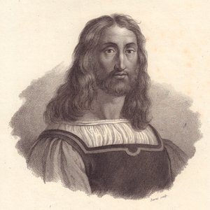 Portræt af den italienske gravør Marcantonio Raimondi (1480-1534), kobberstik af Barni fra maleri af Raffaello Sanzio