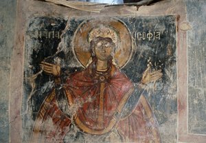 Saint, freskomalerier i Agios Georgios-kirken, Komitades, Kreta, Grækenland (foto) af J.B. and Brown J. Rowbotham