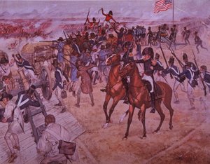 Slaget ved New Orleans (farve litho) af J.B. and Brown J. Rowbotham