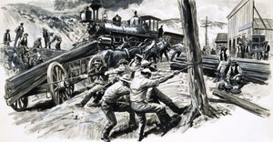 En jernbane kørte gennem staten Washington i 1873 af C.L. Doughty