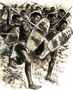 Abessinske stammefolk angriber fortet ved Gura i 1875 af C.L. Doughty