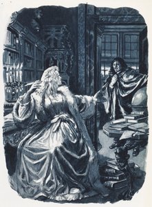 Christina af Sverige indkaldte filosoffen Descartes til at undervise hende tre gange om ugen (farvelitografi) af C.L. Doughty