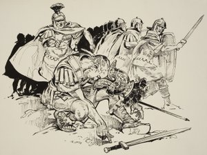 Kejser Julians død (331-63) (gouache på papir) af C.L. Doughty