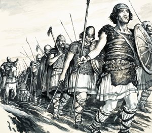 Helt eller skurk The Iron Invader (gouache på papir) af C.L. Doughty