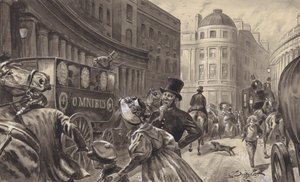 Hestedrevet omnibus, London (gouache på papir)