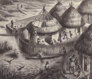 Søboere ved Glastonbury (gouache på papir) af C.L. Doughty