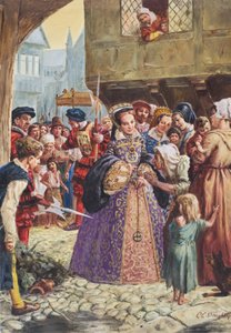Mary Tudor (1515-58) (gouache på papir) af C.L. Doughty