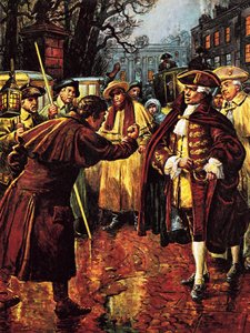 De fire parlamentsmedlemmer - jarlen af Bute trækker sig fra parlamentet under pres af C.L. Doughty