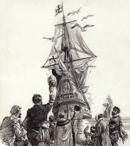 Den gyldne hind (gouache på papir) af C.L. Doughty