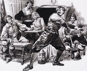 De tre musketerer, med D