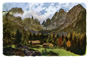 Nambino-søen og Brentagruppen, Tyrol, 1901 af CM Reisch
