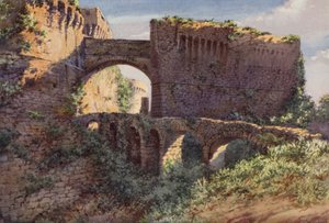 Castel Castruccio Castracani, Sarzana (farve litho)