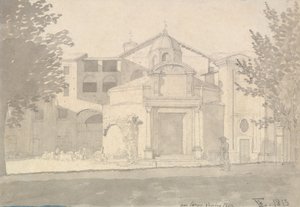 Et afsnit af Via Sacra, Rom The Church of Saints Cosmas and Damian, 1814-15. af Christoffer Wilhelm Eckersberg