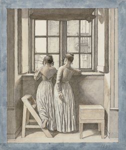 Ved et vindue i kunstnerens studie af Christoffer Wilhelm Eckersberg