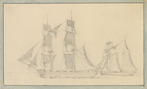 En brig og en skonnert under sejl. af Christoffer Wilhelm Eckersberg