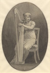 En dame der spiller på harpe af Christoffer Wilhelm Eckersberg