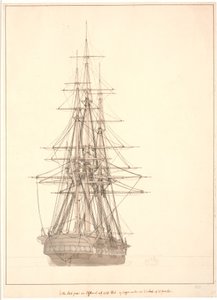 En fregat set agterfra af Christoffer Wilhelm Eckersberg