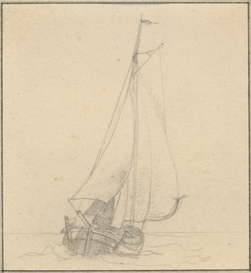 En jagt under sejl set forfra. af Christoffer Wilhelm Eckersberg