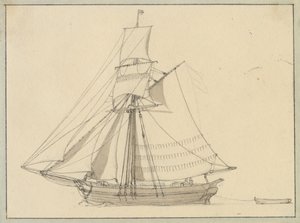 En slup under sejl. af Christoffer Wilhelm Eckersberg