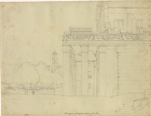 Et parti fra Via Sacra, på Forum Romanum med Antonius og Faustina templet og udsigt mod Campidoglio, Rom af Christoffer Wilhelm Eckersberg