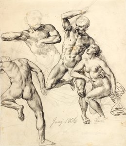 Figurstudier - tre mandlige og en kvindelig af Christoffer Wilhelm Eckersberg