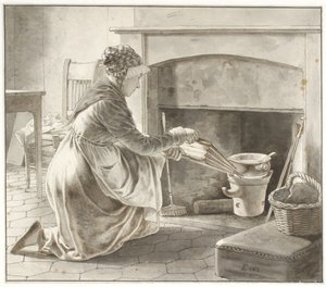 Maden er tilberedt. Eckersbergs værtinde i Paris (?) af Christoffer Wilhelm Eckersberg