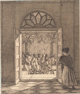 Fra en forstue. Illustration til "Linearperspectiven", Tavle VI af Christoffer Wilhelm Eckersberg