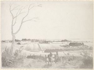 Landskab med bondepige ved en stente af Christoffer Wilhelm Eckersberg