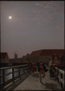 Langebro, København, i Måneskin med Løbende Figurer