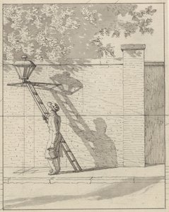 Lineært perspektiv som anvendt i maleri - plade VI. Gadelampen på havemuren, dagslys af Christoffer Wilhelm Eckersberg