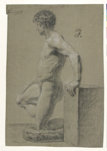 Mandlig knælende modelfigur, profil til venstre af Christoffer Wilhelm Eckersberg