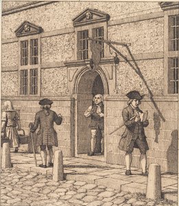 Parti omkring en portal af børsen. Illustration til "Linearperspectiven", Tavle VI af Christoffer Wilhelm Eckersberg