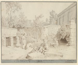 Parti ved den romerske vandledning i Arcueil, Paris af Christoffer Wilhelm Eckersberg