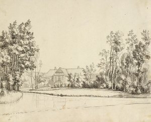 Sanderumgaard set fra haven af Christoffer Wilhelm Eckersberg