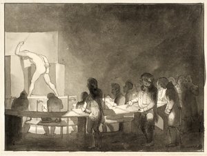 Satire over Livsklassen på Det Kongelige Kunstakademi af Christoffer Wilhelm Eckersberg