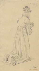 Studie af en knælende kvinde. af Christoffer Wilhelm Eckersberg